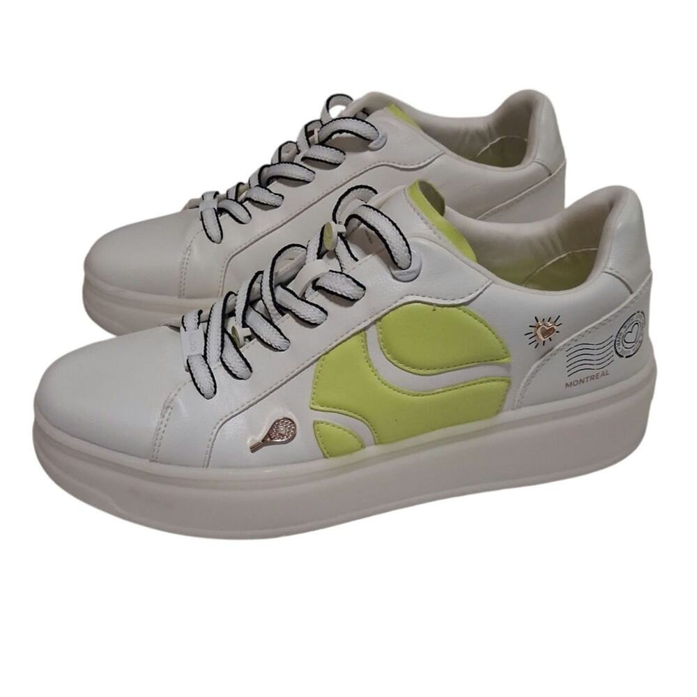 ALDO Women’s Size 10 White Lime Green Tennis Platform Sneakers